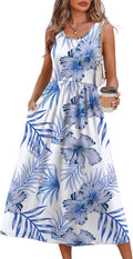 WIHOLL Summer Dresses for Women Flowy Casual Midi Dress Beach Vacation Sundresses with Pockets