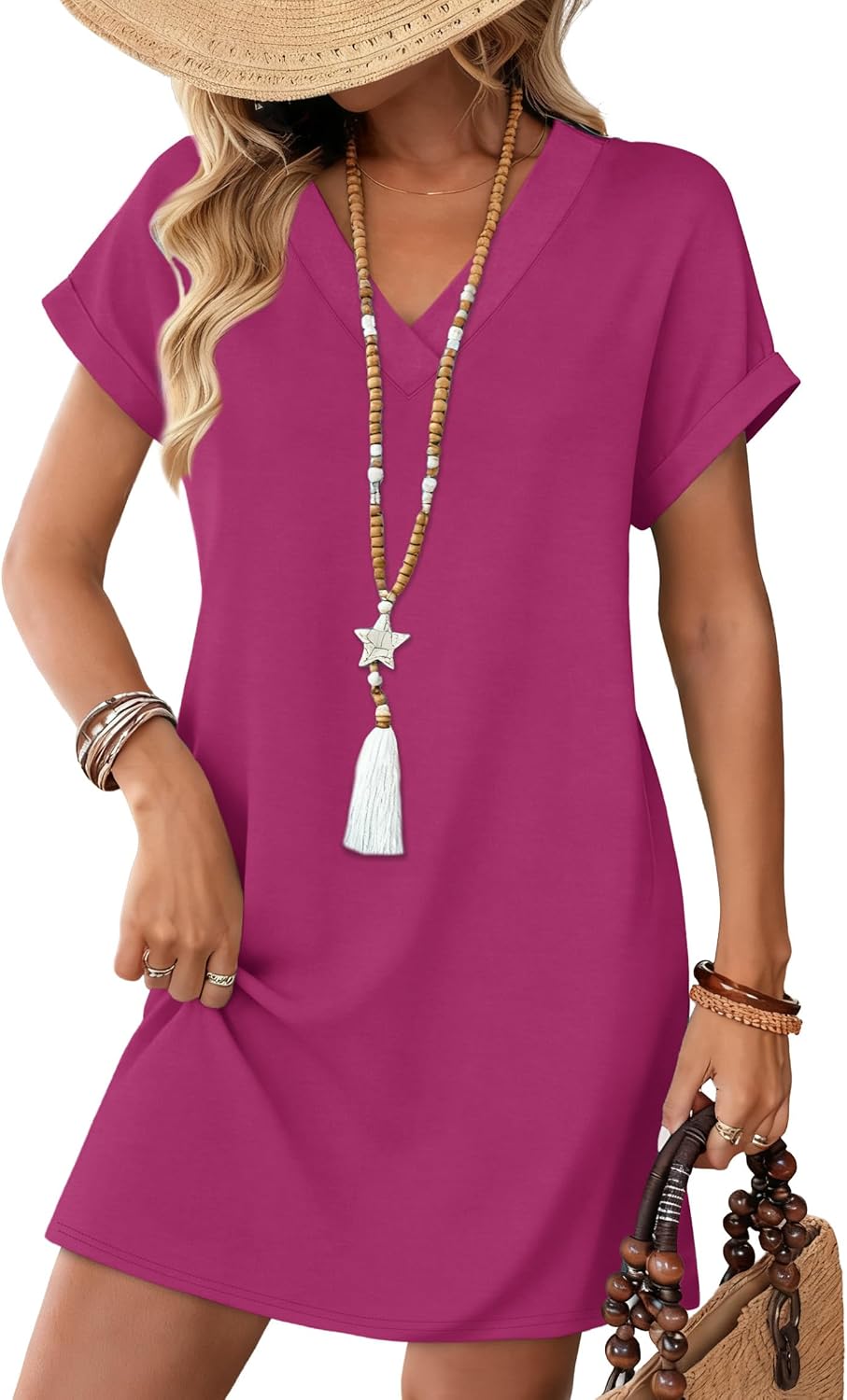 WIHOLL Summer Dresses for Women Casual Tshirt Dress Midi Dresses Fashion Beach Vacation Clothes