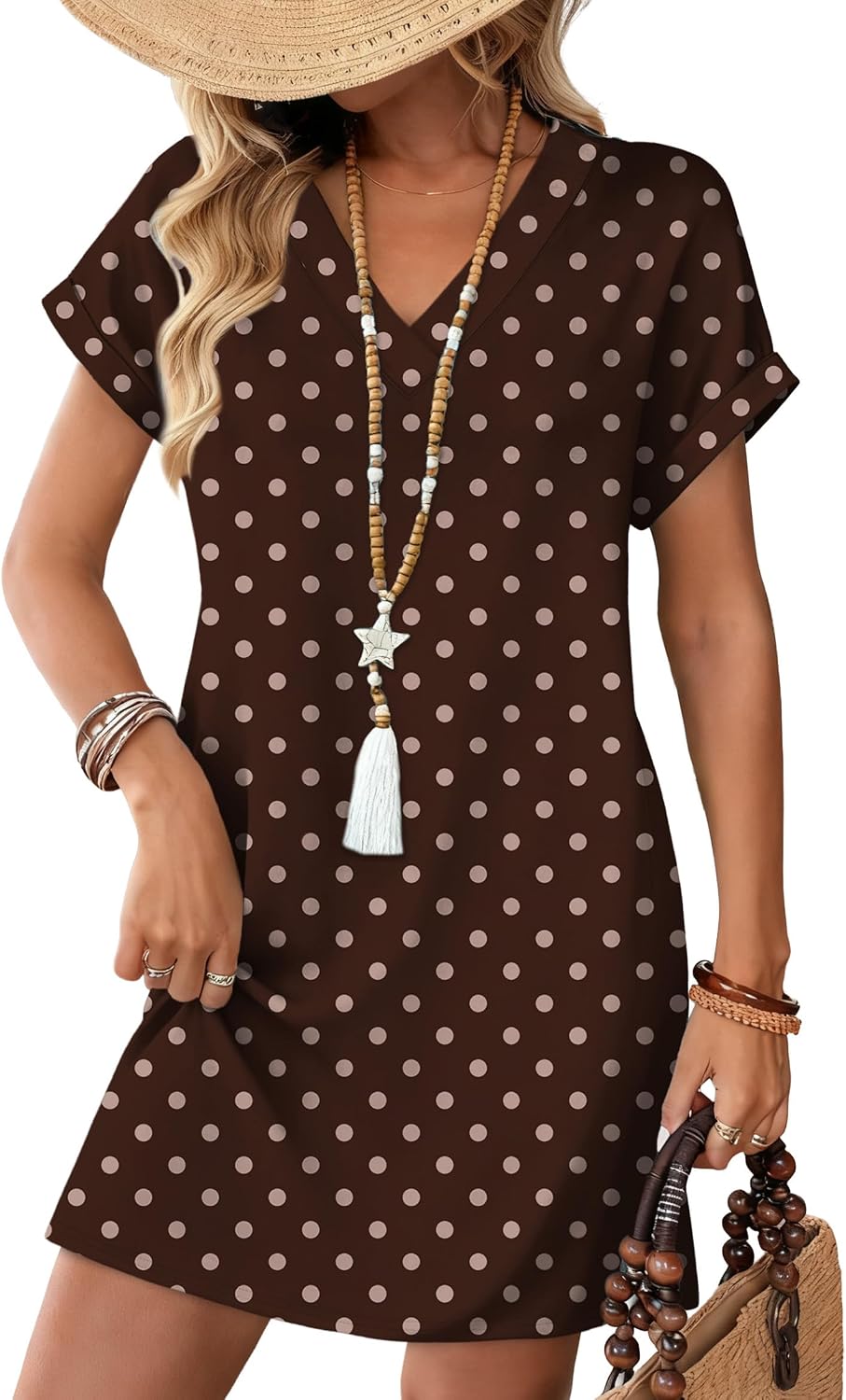 WIHOLL Summer Dresses for Women Casual Tshirt Dress Midi Dresses Fashion Beach Vacation Clothes