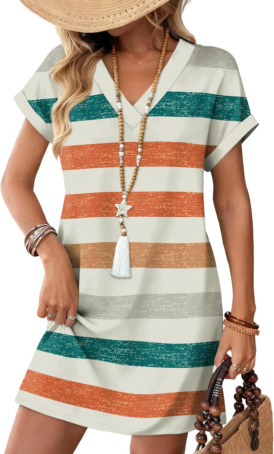 WIHOLL Summer Dresses for Women Casual Tshirt Dress Midi Dresses Fashion Beach Vacation Clothes
