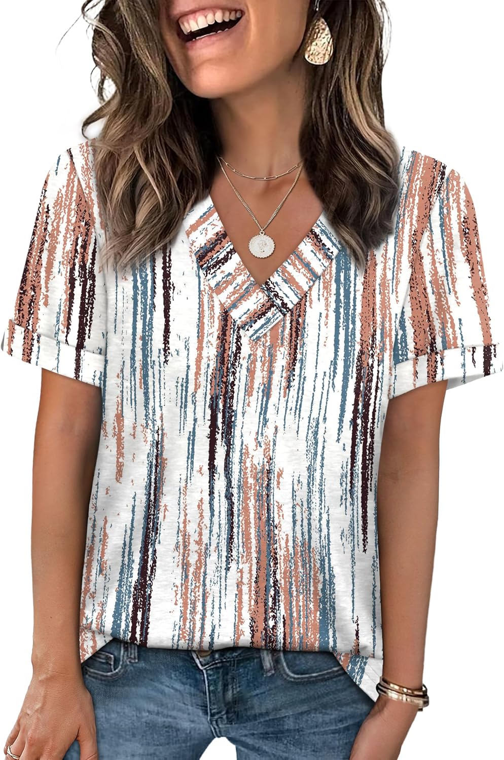 WIHOLL Womens Summer Tops Short Sleeve Basic Casual V Neck T Shirts Trendy Fashion 2026