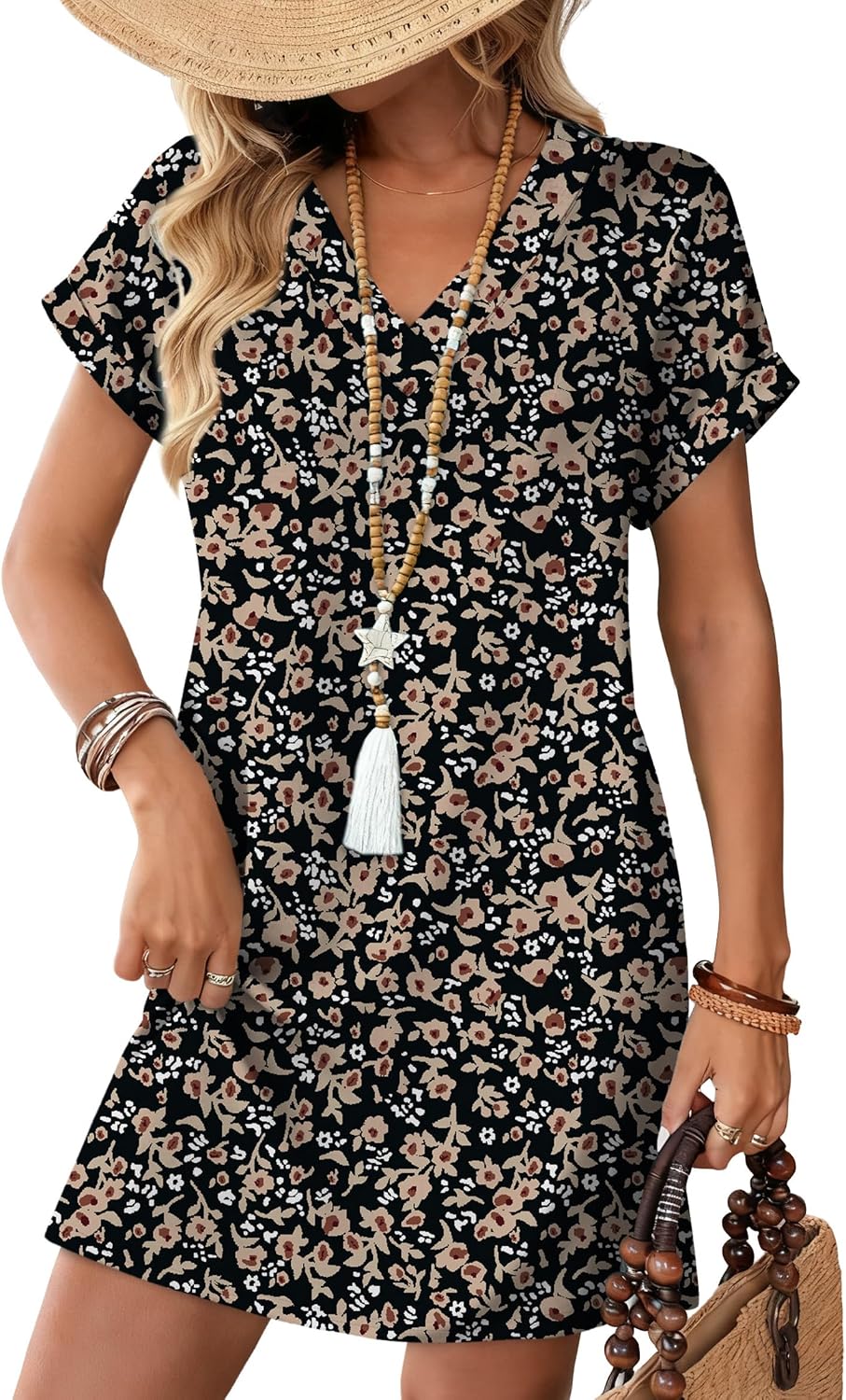 WIHOLL Summer Dresses for Women Casual Tshirt Dress Midi Dresses Fashion Beach Vacation Clothes