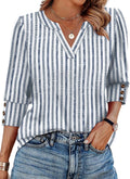WIHOLL 3/4 Length Sleeve Womens Tops with Button Cuffs Dressy Casual V Neck Summer Outfits Early Fall Fashion Spring Clothes