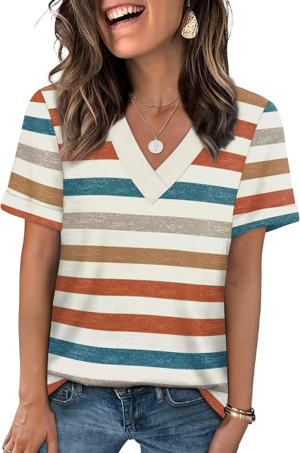WIHOLL Womens Summer Tops Short Sleeve Basic Casual V Neck T Shirts Trendy Fashion 2026
