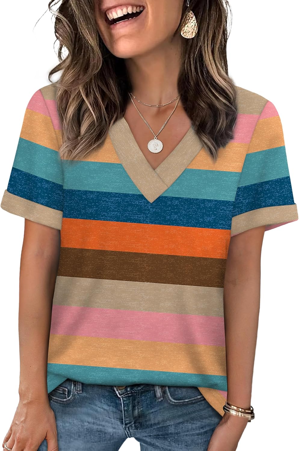WIHOLL Womens Summer Tops Short Sleeve Basic Casual V Neck T Shirts Trendy Fashion 2026