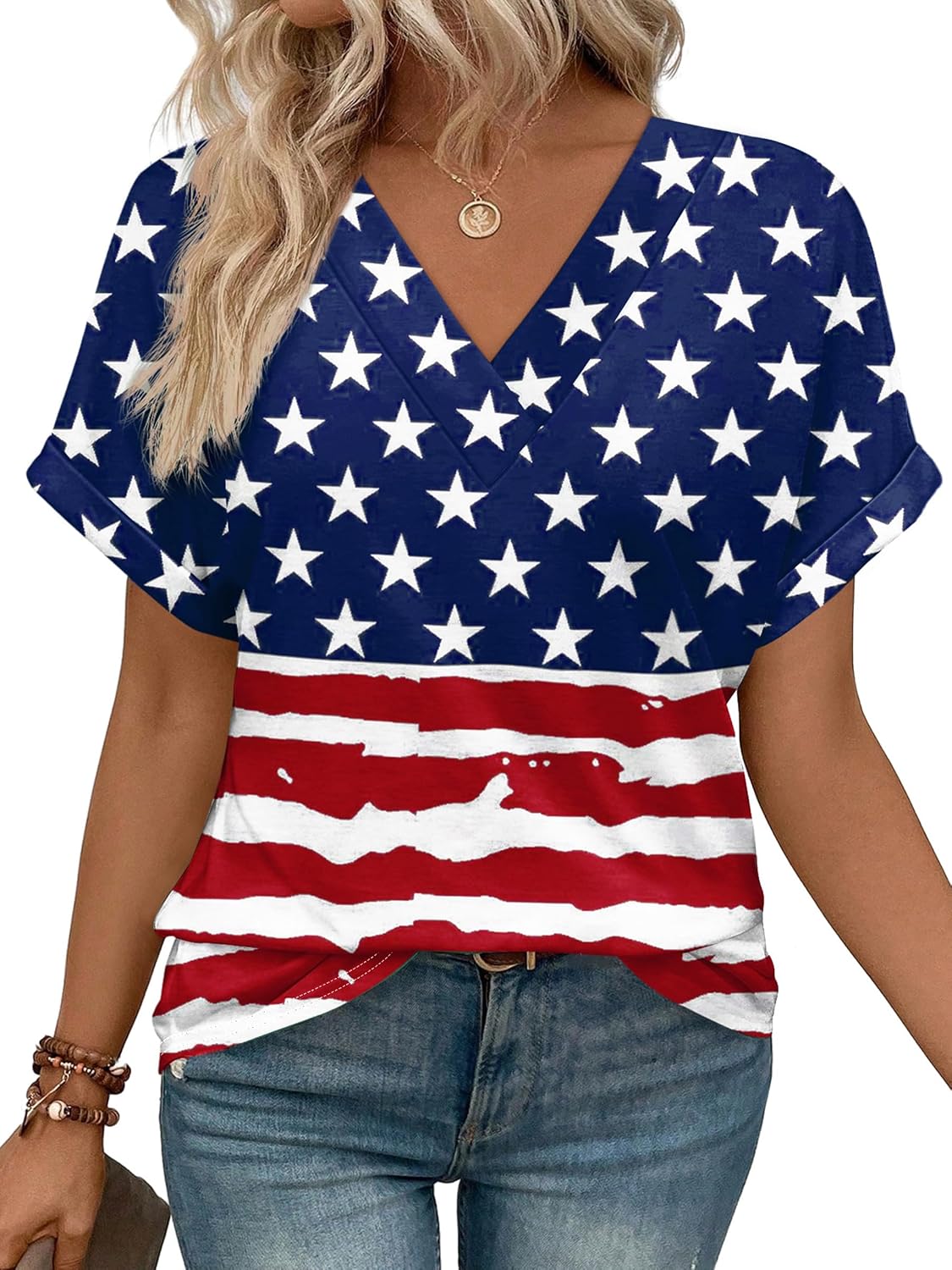 WIHOLL Womens Summer Tops Short Dolman Sleeve Shirts 2026 Fashion V Neck Outfits Clothes