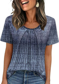 WIHOLL Women T Shirts Pleated Short Sleeve Tops Business Casual Blouses | Loose Fit, Dressy Casual, Trendy 2026, Flowy, Boho