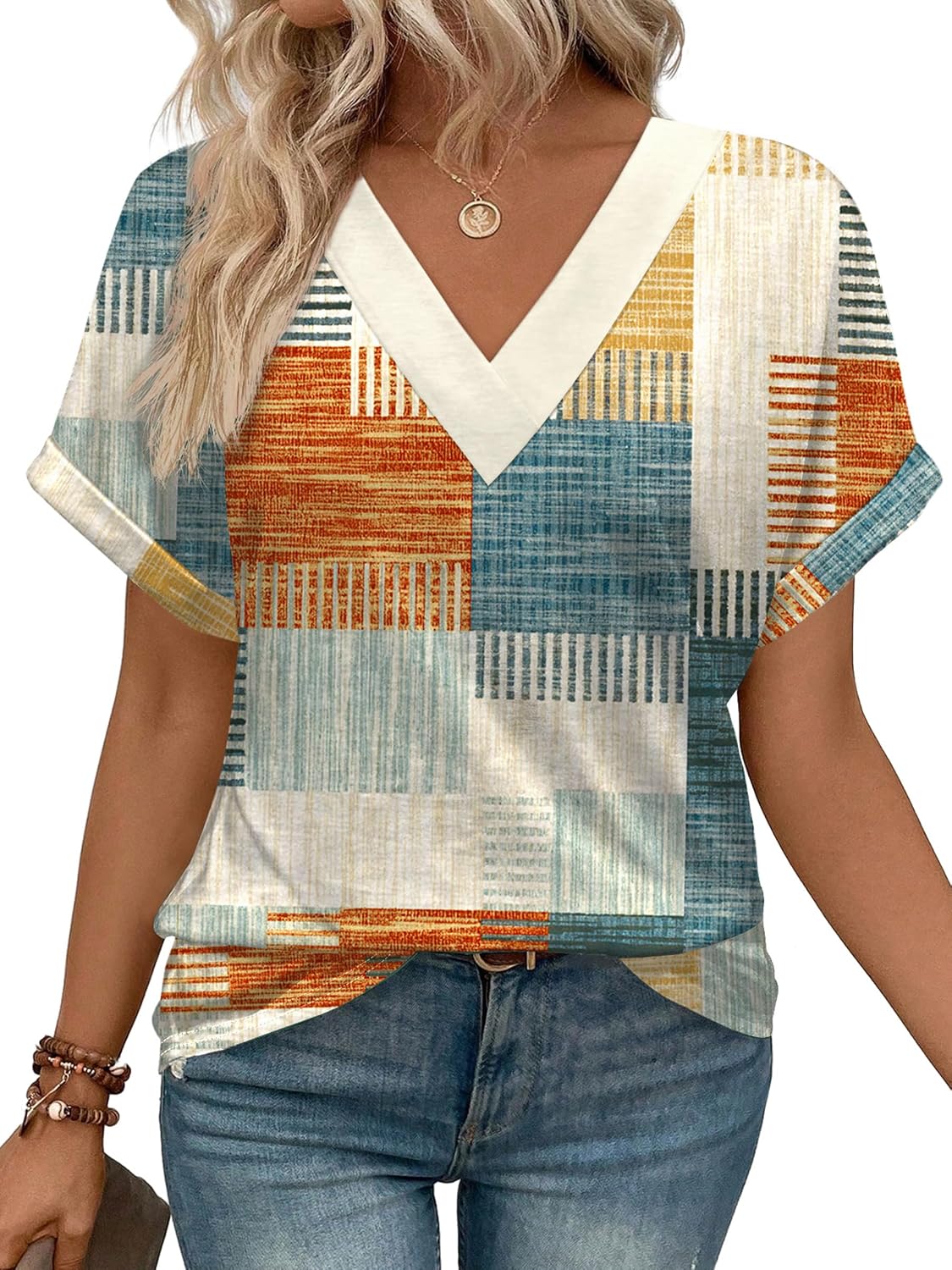 WIHOLL Womens Summer Tops Short Dolman Sleeve Shirts 2026 Fashion V Neck Outfits Clothes