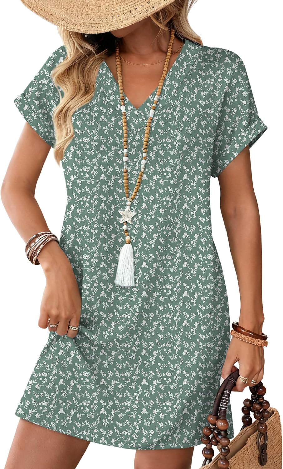 WIHOLL Summer Dresses for Women Casual Tshirt Dress Midi Dresses Fashion Beach Vacation Clothes