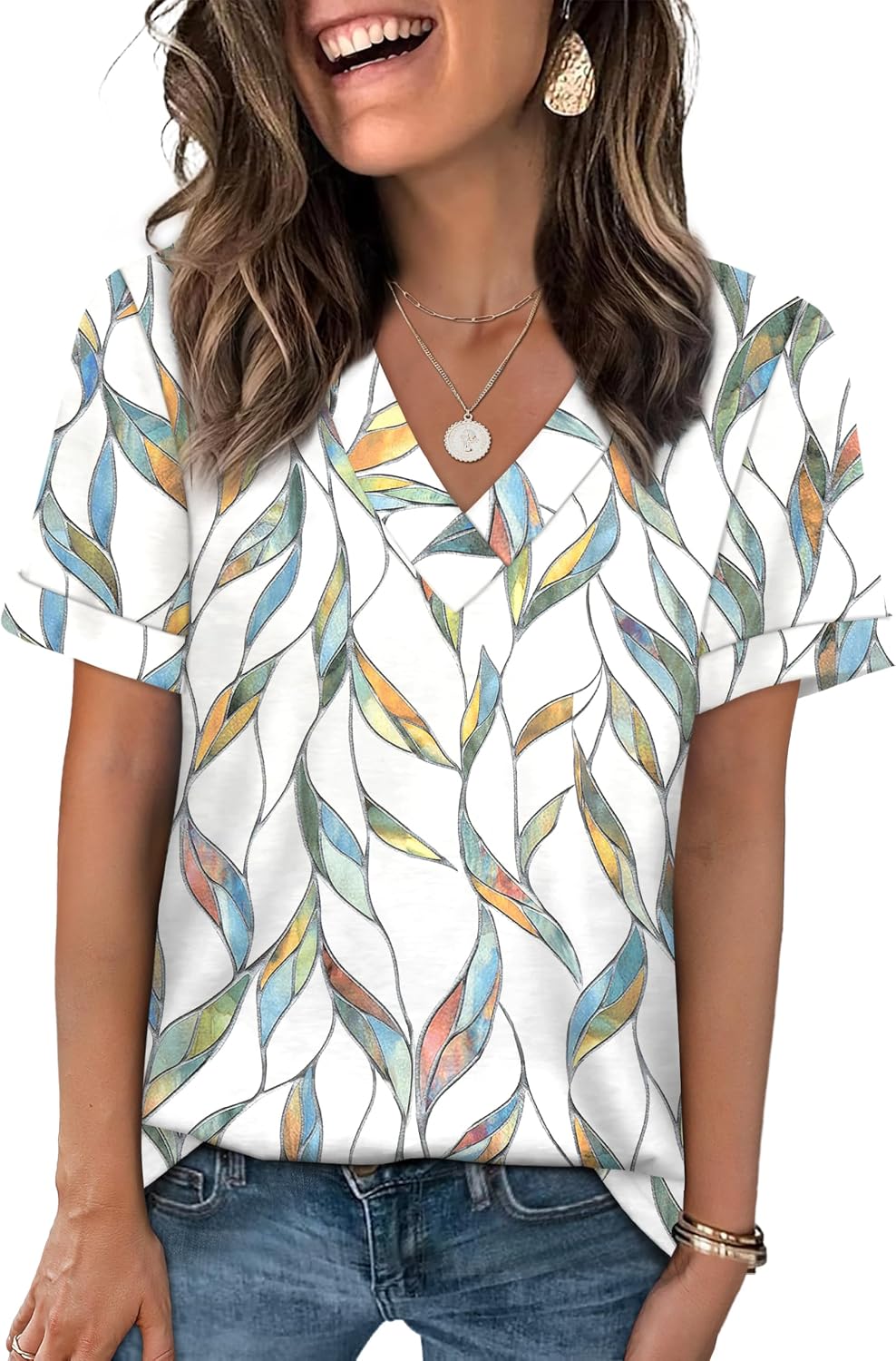 WIHOLL Womens Summer Tops Short Sleeve Basic Casual V Neck T Shirts Trendy Fashion 2026