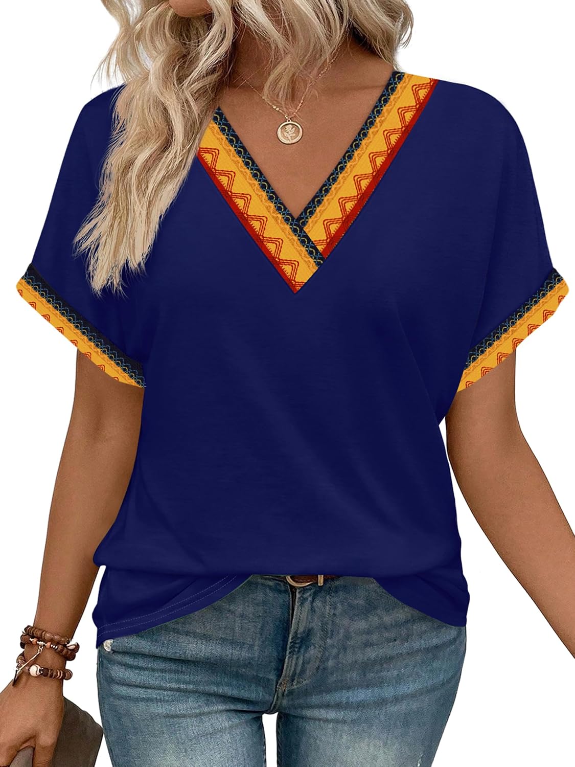 WIHOLL Womens Summer Tops Short Dolman Sleeve Shirts 2026 Fashion V Neck Outfits Clothes