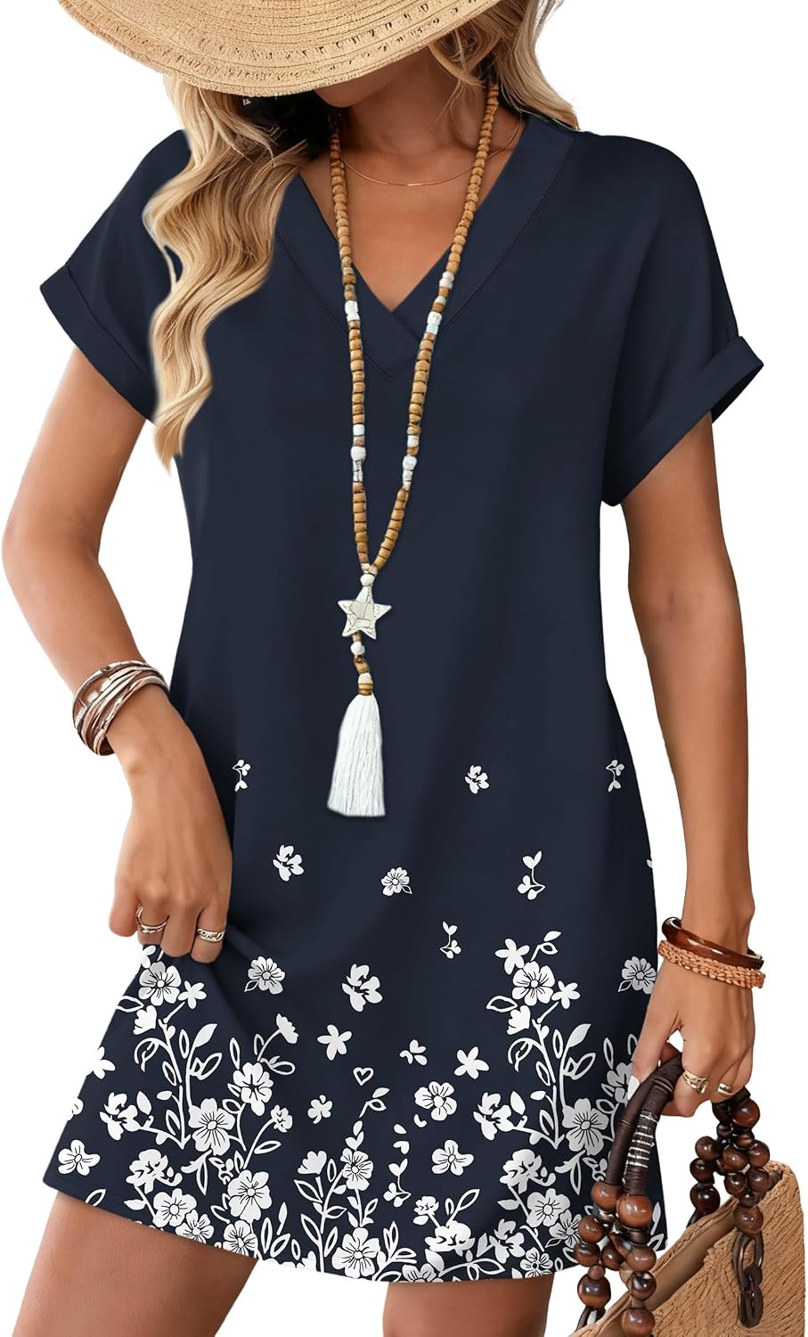 WIHOLL Summer Dresses for Women Casual Tshirt Dress Midi Dresses Fashion Beach Vacation Clothes