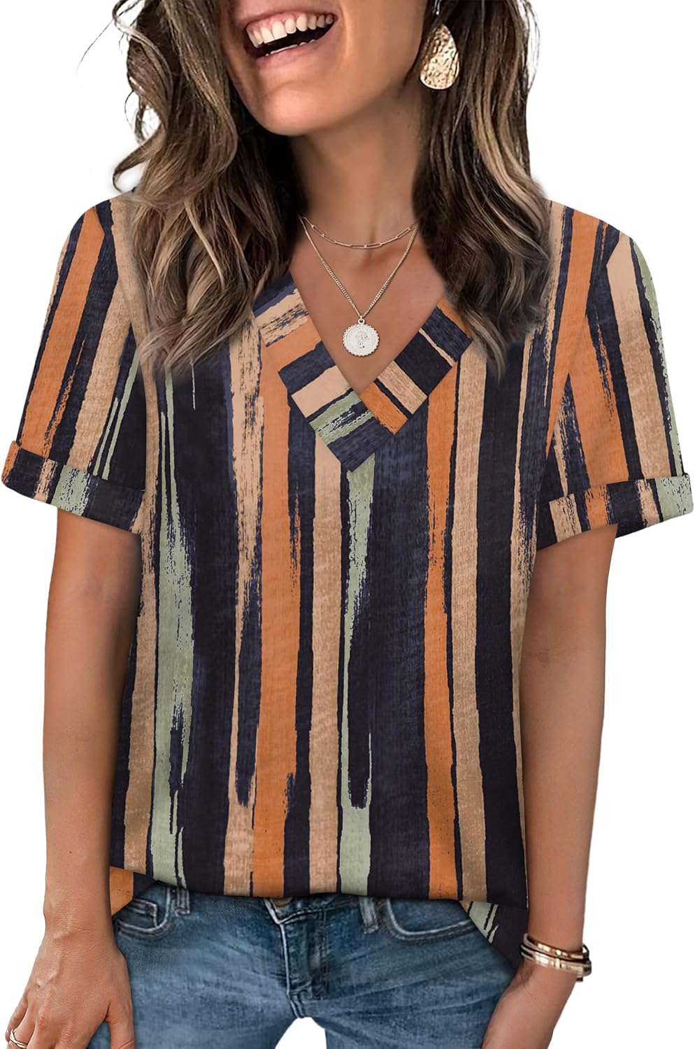 WIHOLL Womens Summer Tops Short Sleeve Basic Casual V Neck T Shirts Trendy Fashion 2026