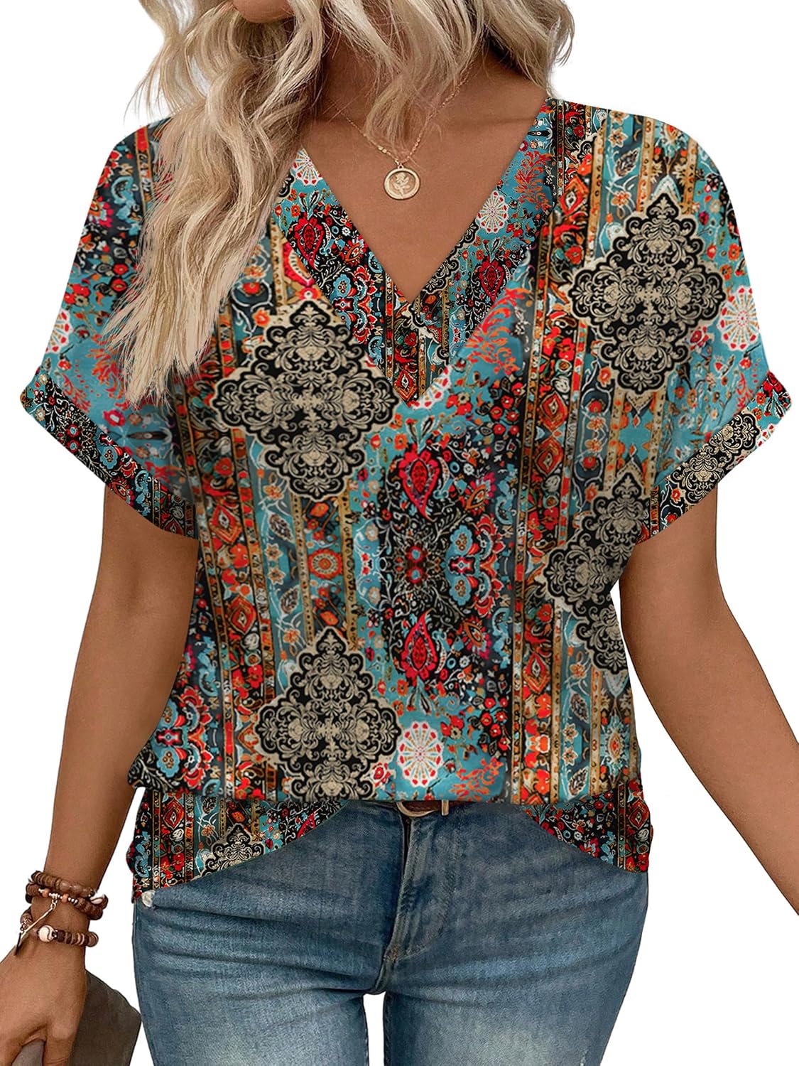 WIHOLL Womens Summer Tops Short Dolman Sleeve Shirts 2026 Fashion V Neck Outfits Clothes