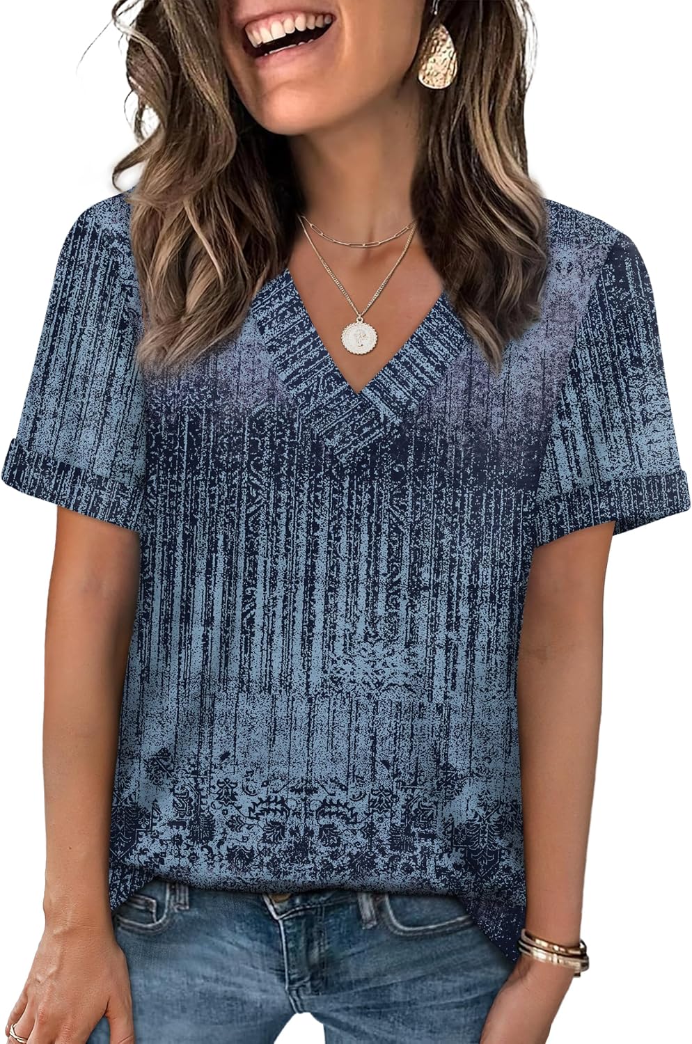 WIHOLL Womens Summer Tops Short Sleeve Basic Casual V Neck T Shirts Trendy Fashion 2026
