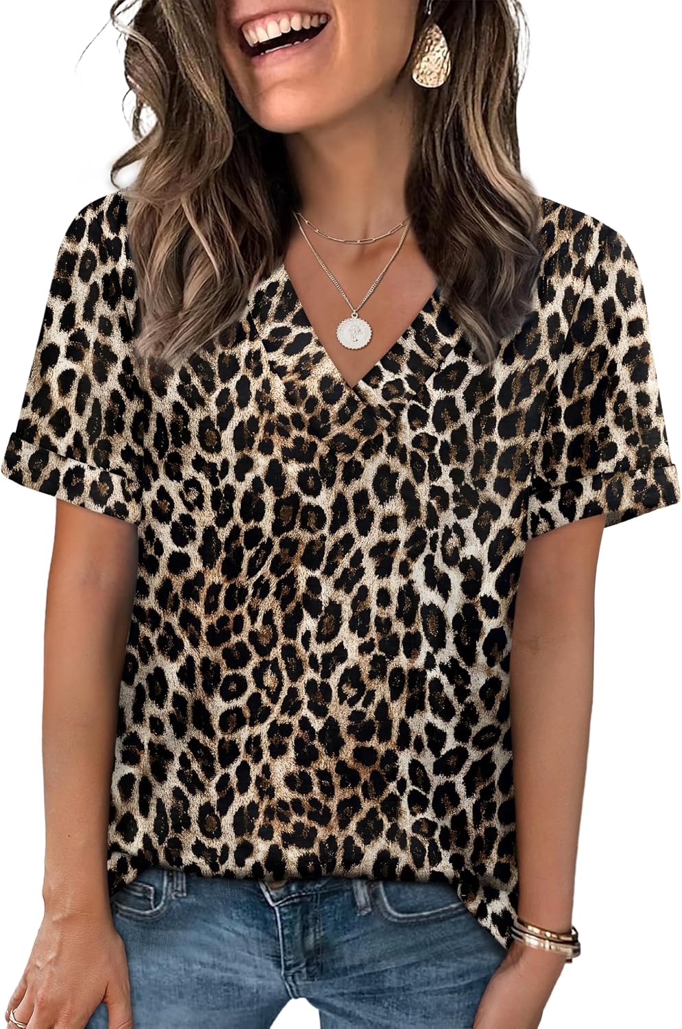 WIHOLL Womens Summer Tops Short Sleeve Basic Casual V Neck T Shirts Trendy Fashion 2026