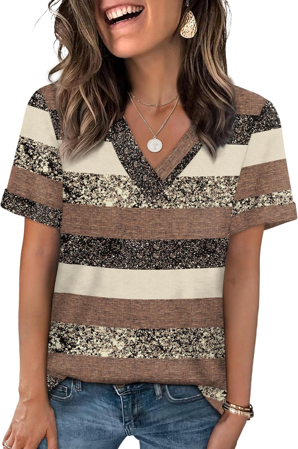 WIHOLL Womens Summer Tops Short Sleeve Basic Casual V Neck T Shirts Trendy Fashion 2026