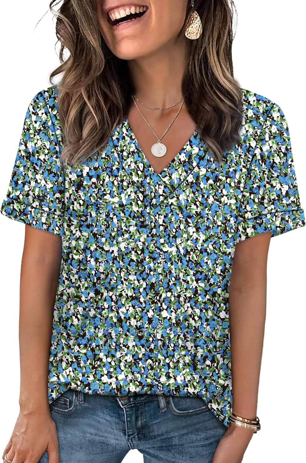 WIHOLL Womens Summer Tops Short Sleeve Basic Casual V Neck T Shirts Trendy Fashion 2026